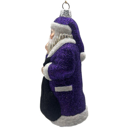 Patricia Breen Shhh Purple Black Bag Santa Claus Christmas Tree Ornament