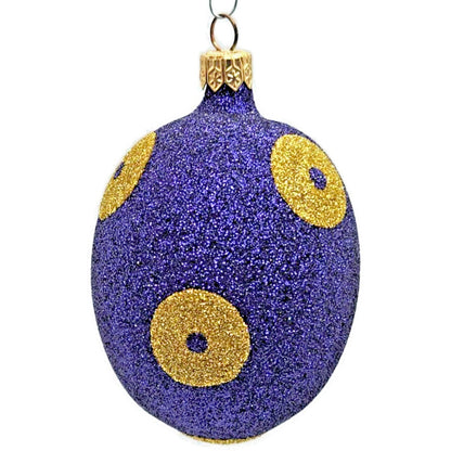Patricia Breen Egg Purple Gold Polka Dot Glitter Easter Christmas Tree Ornament