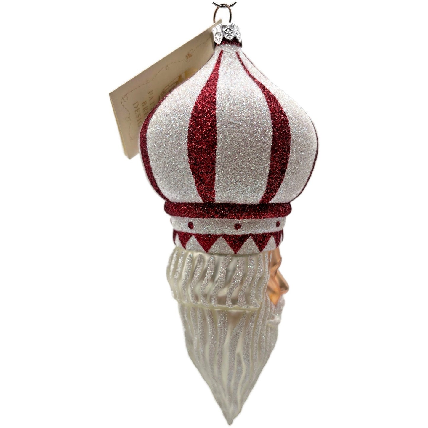 Patricia Breen Nuit Noel Red White Striped Santa Head Christmas Tree Ornament NM