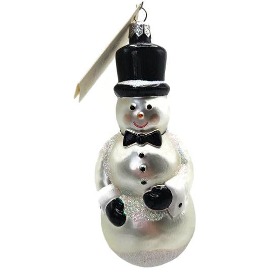 Patricia Breen Top Hat Snowman Matte White Snowflakes Christmas Tree Ornament NM