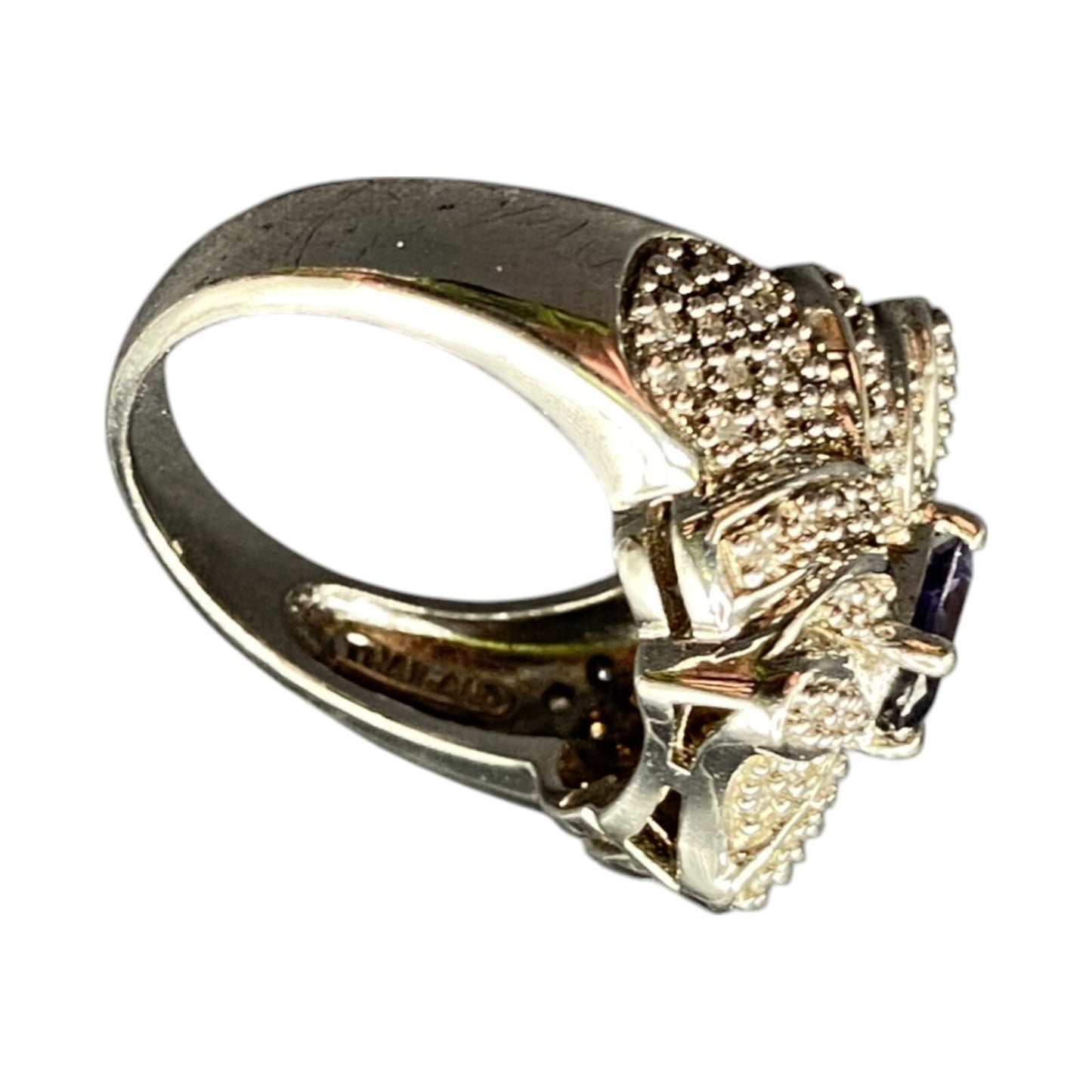 925 Sterling Silver Prong Set Tanzanite Gemstone Ring Made in Thailand Size 8