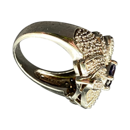 925 Sterling Silver Prong Set Tanzanite Gemstone Ring Made in Thailand Size 8