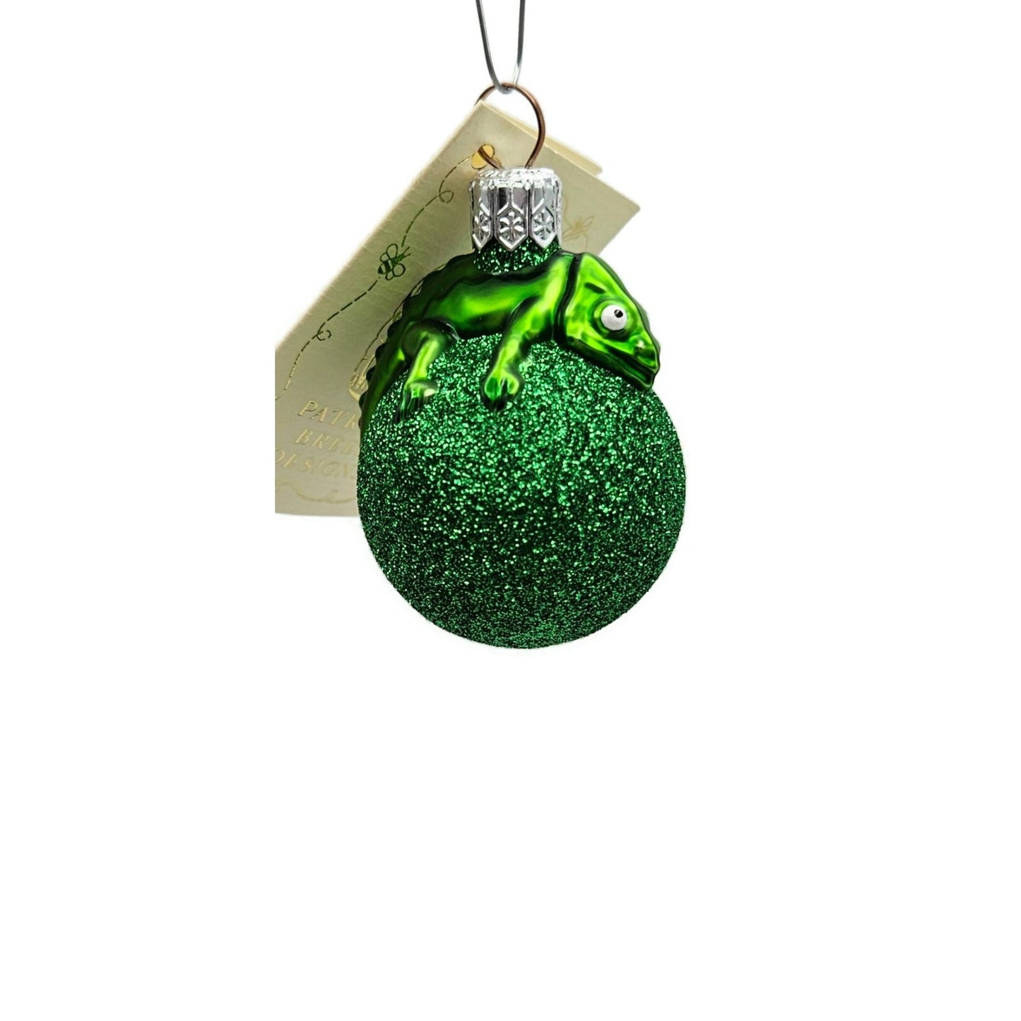 Patricia Breen Miniature Chameleon Green Glittered Christmas Tree Ornament