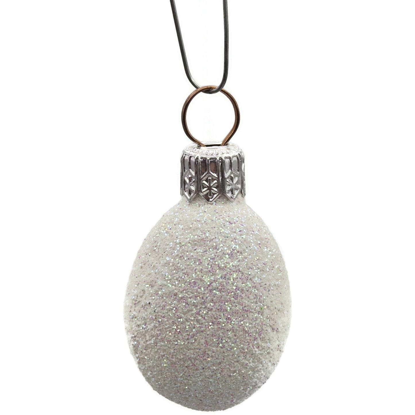 Patricia Breen Miniature Egg Rose Topiary White Glitter Glass Easter Ornament