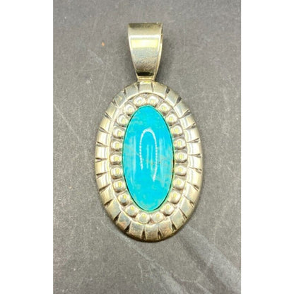 Carolyn Pollack Pendant Turquoise Blue Gemstone Oval Shaped 925 Sterling Silver