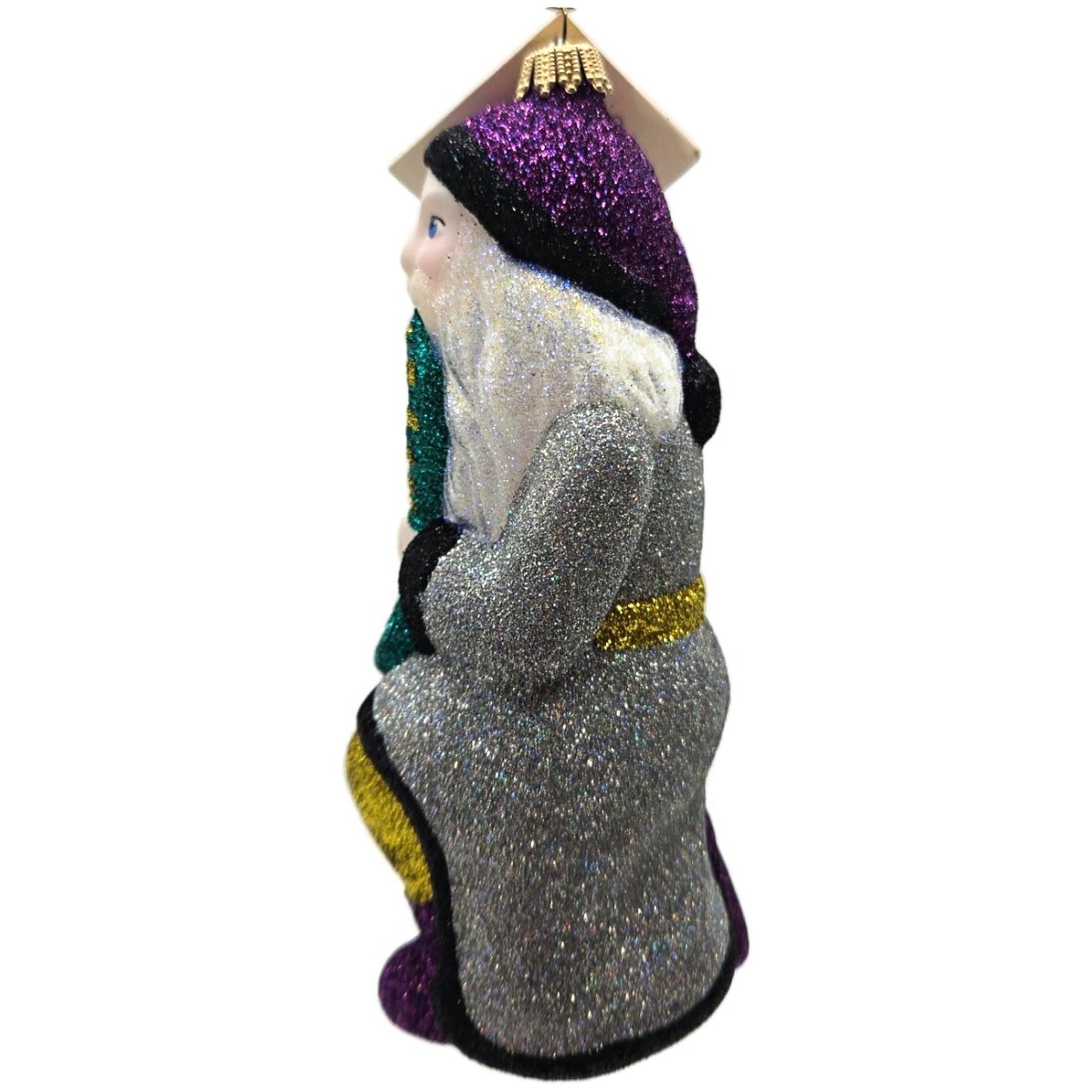 Larry Fraga Jazzy Santa Saxophone Glitter Series Christmas Ornament Signed Tag