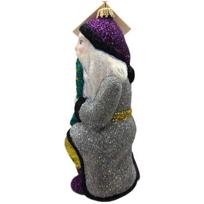 Larry Fraga Jazzy Santa Saxophone Glitter Series Christmas Ornament Signed Tag