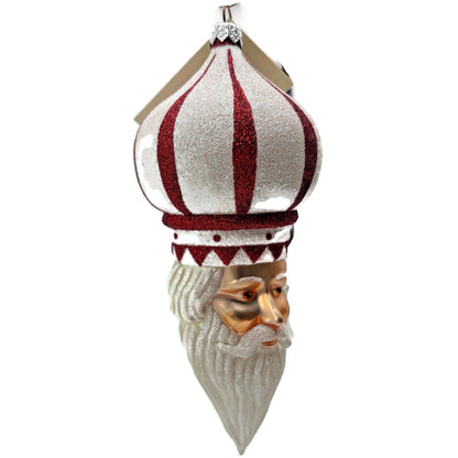 Patricia Breen Nuit Noel Red White Striped Santa Head Christmas Tree Ornament NM