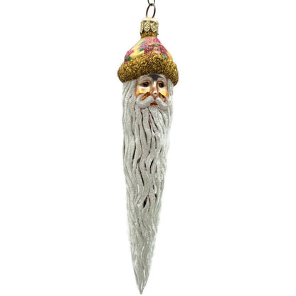 Patricia Breen Santa Icicle Beard Poinsettia Gold Hat Floral Christmas Ornament