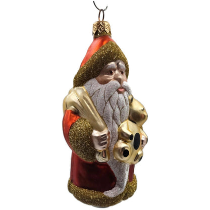 Patricia Breen Santa Claus and Teddy Orange Gold Christmas Tree Ornament Full
