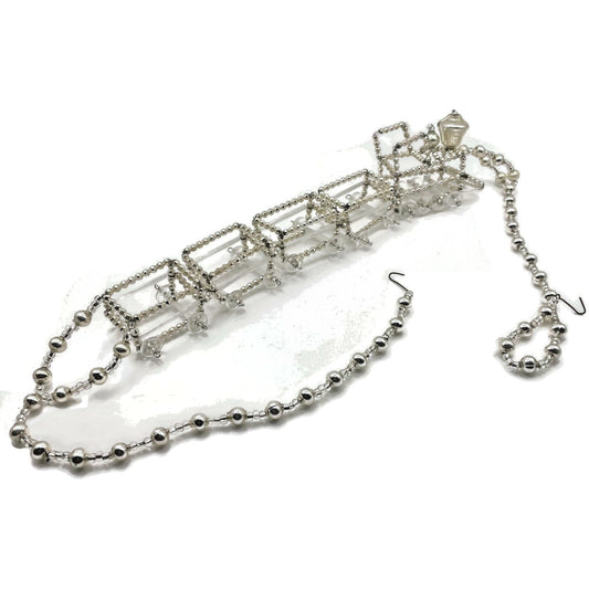 Christopher Radko Locomotive Garland Silver Train Czech Beaded Christmas 92-216