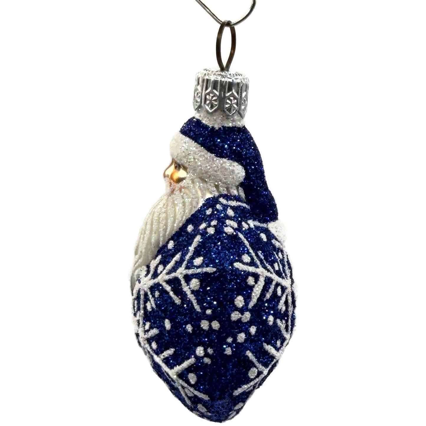 Patricia Breen Snowflake Noel Blue Santa Claus Hexagon Christmas Ornament 2257