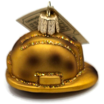Construction Helmet Ornament Gold Safety Hat OWC Old World Christmas Tree Decor