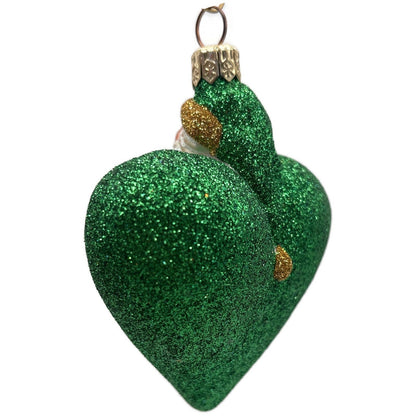 Patricia Breen Santa du Coeur Green Heart Santa Claus Valentine's Day Ornament
