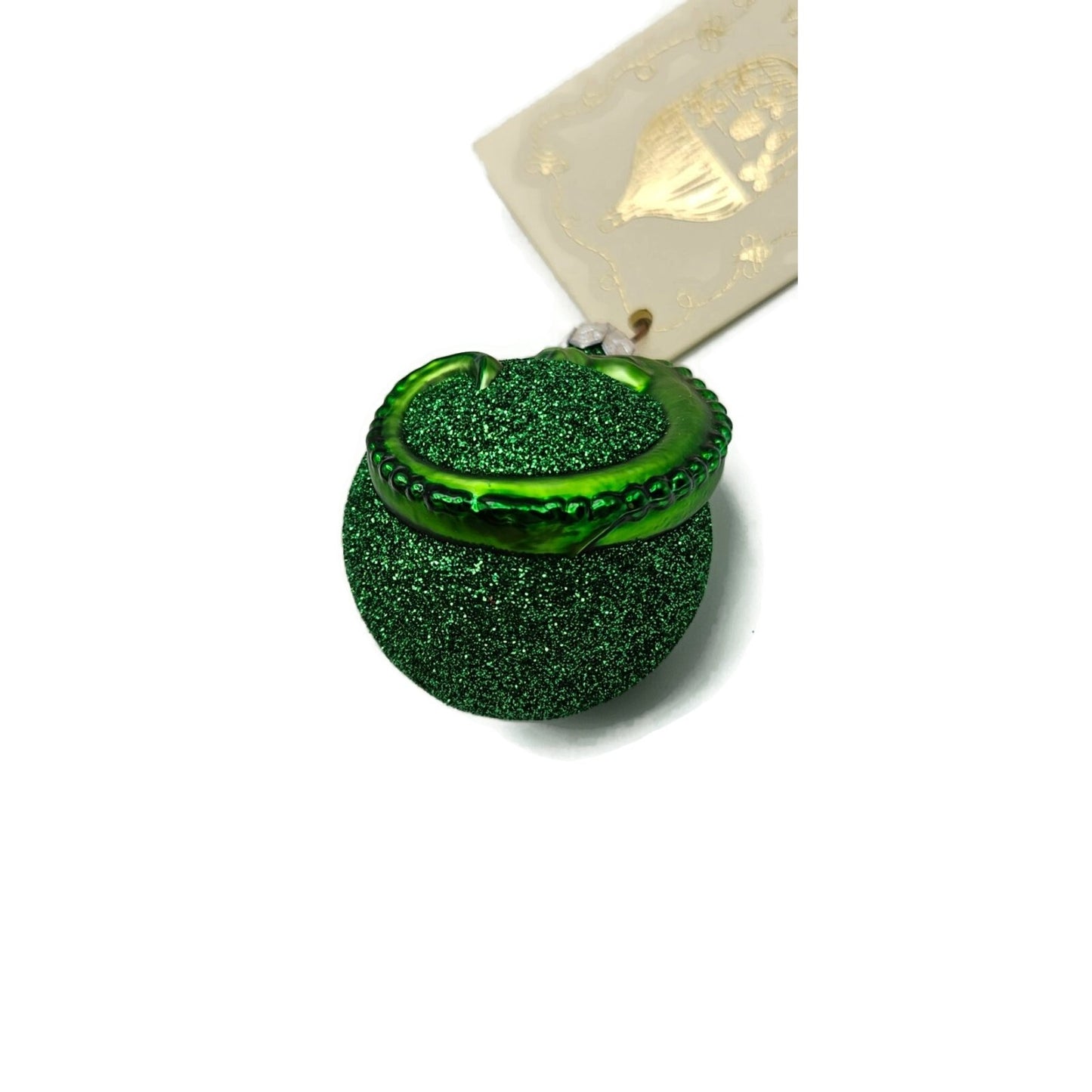 Patricia Breen Miniature Chameleon Green Glittered Christmas Tree Ornament