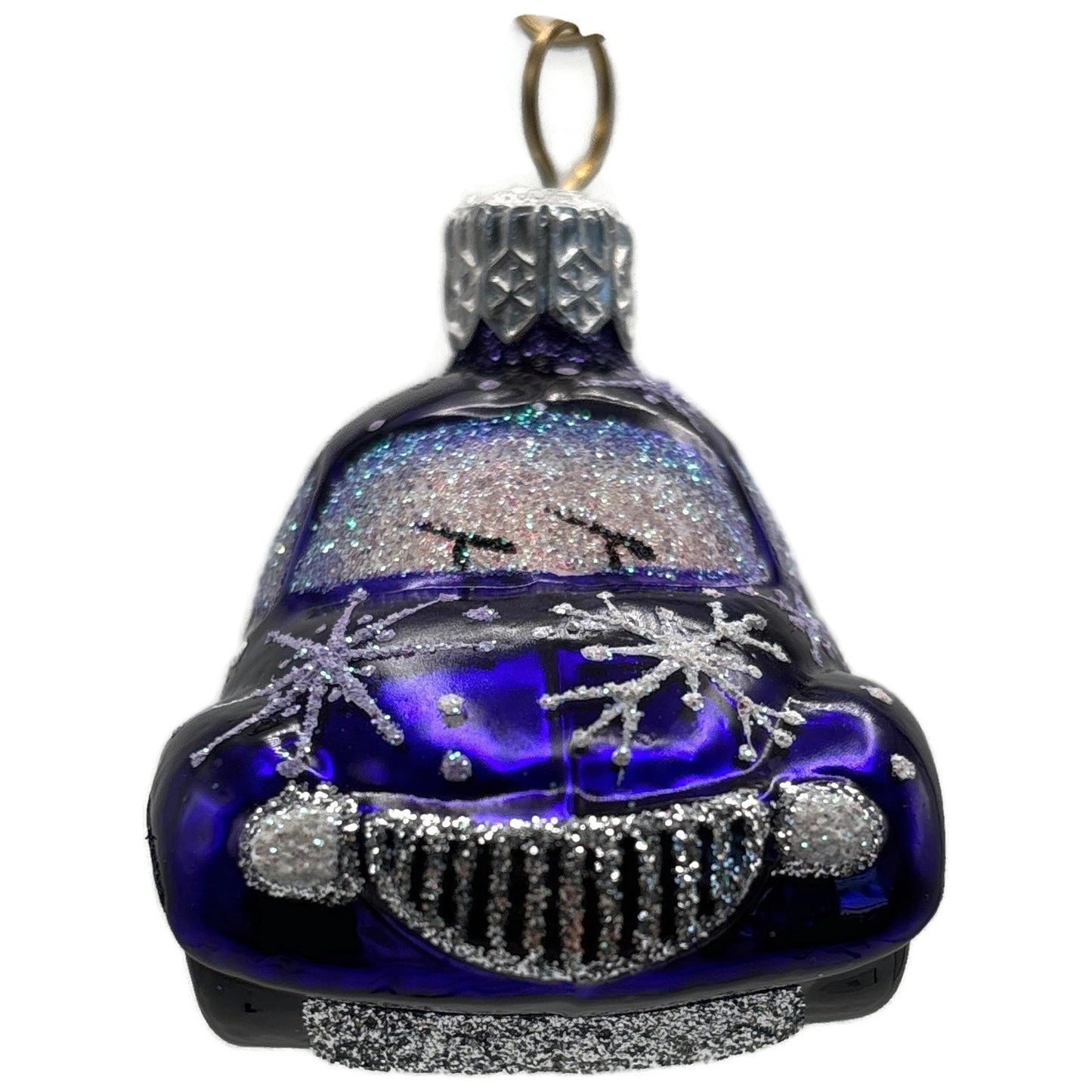 Patricia Breen Miniature Taxi Purple Snowflakes Christmas Ornament Signed CATZ