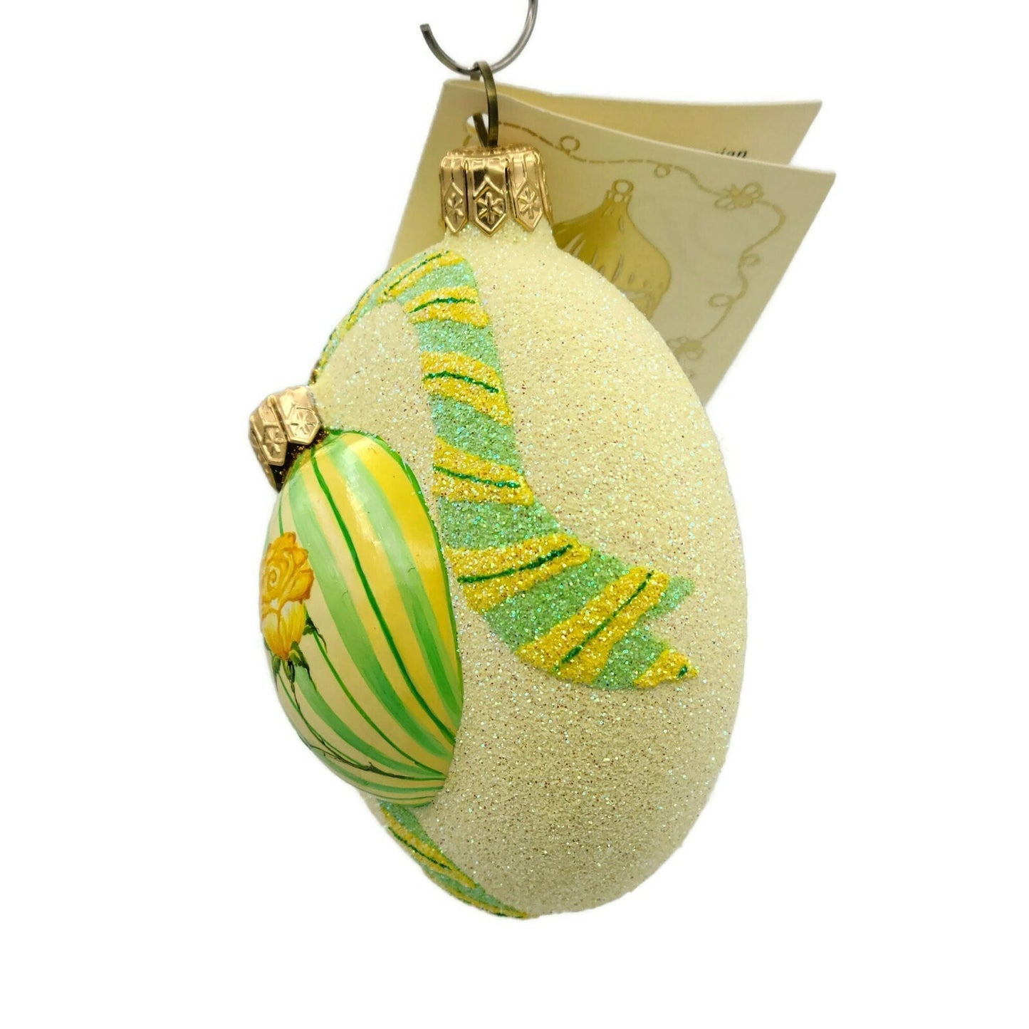 Patricia Breen Ornamental Medallion Yellow Roses Stripe Spring Ornament NM 2737