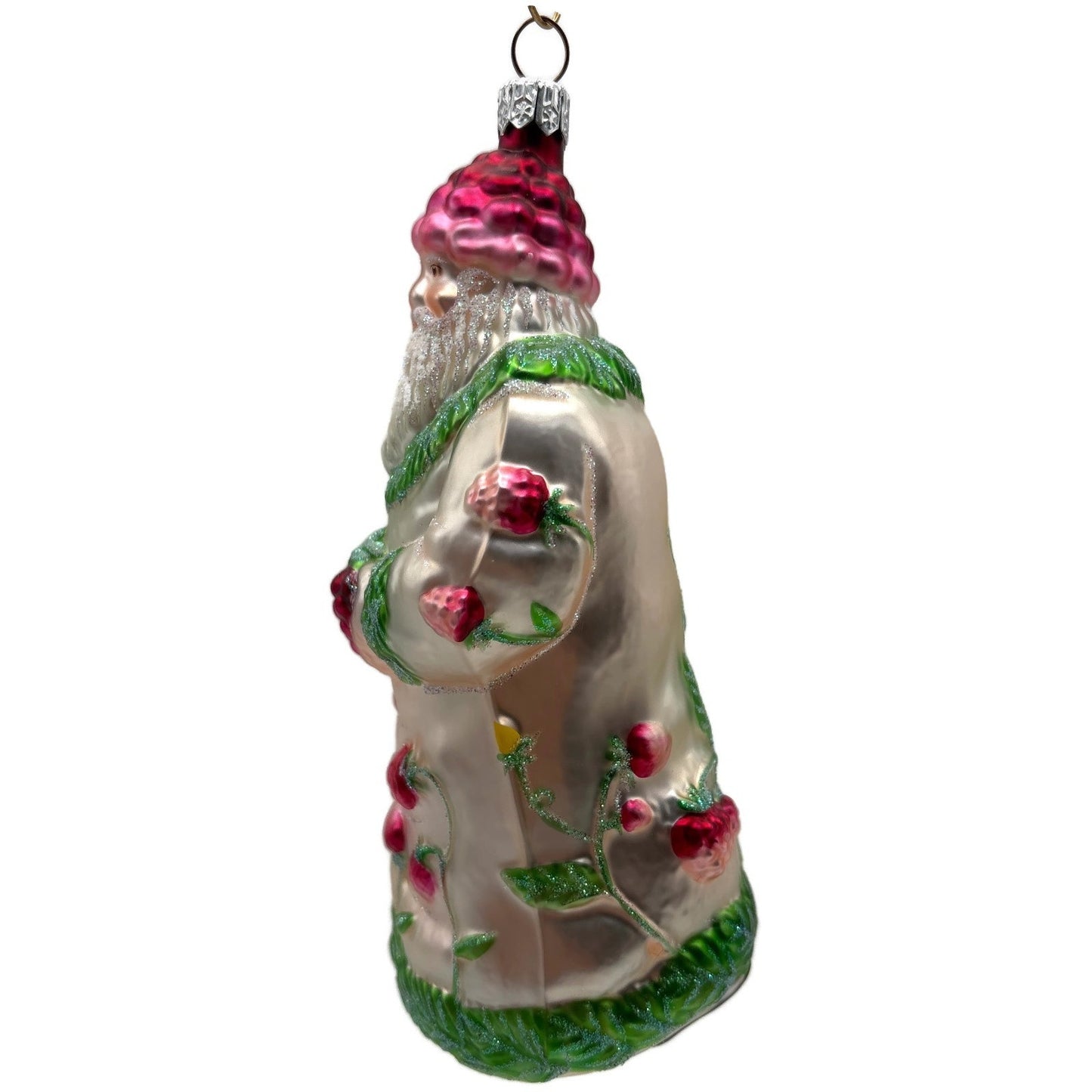 Patricia Breen Raspberry Santa Spring Fruit Green Pink Christmas Ornament NM