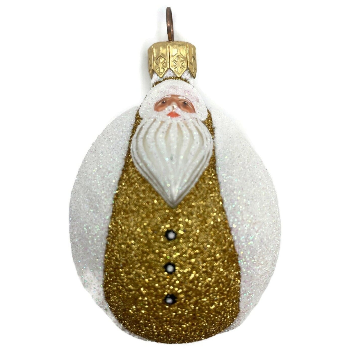 Patricia Breen Santa Ladybug White Gold Glittered Spring Holiday Tree Ornament