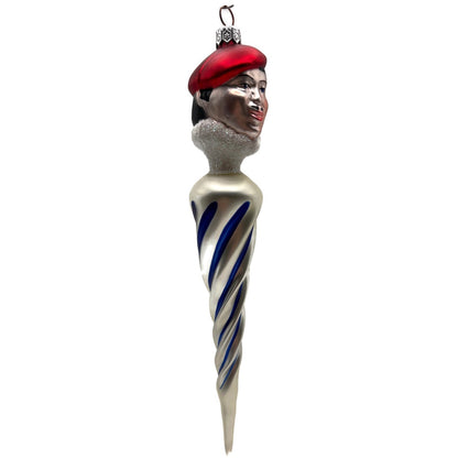 Patricia Breen French Twist Pearl Blue Stripes Red Christmas Tree Ornament 9552