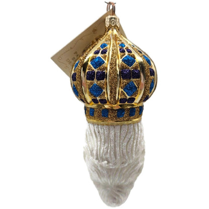 Patricia Breen Bijoux Noel Gold Blue Santa Claus Christmas Tree Ornament