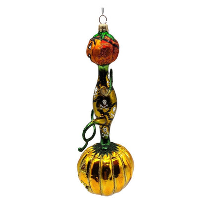 Slavic Treasures Jack on Jack Pumpkin Gold Skull Halloween Ornament D-20M-08