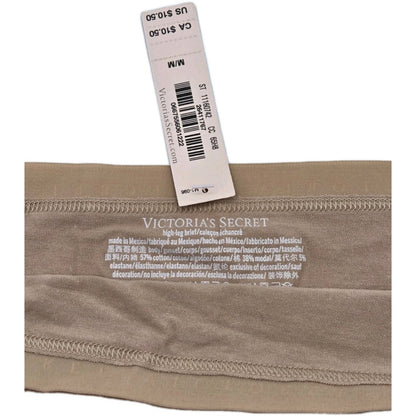 Victorias Secret Panties Underwear Medium High Leg Brief Beige Cotton Women