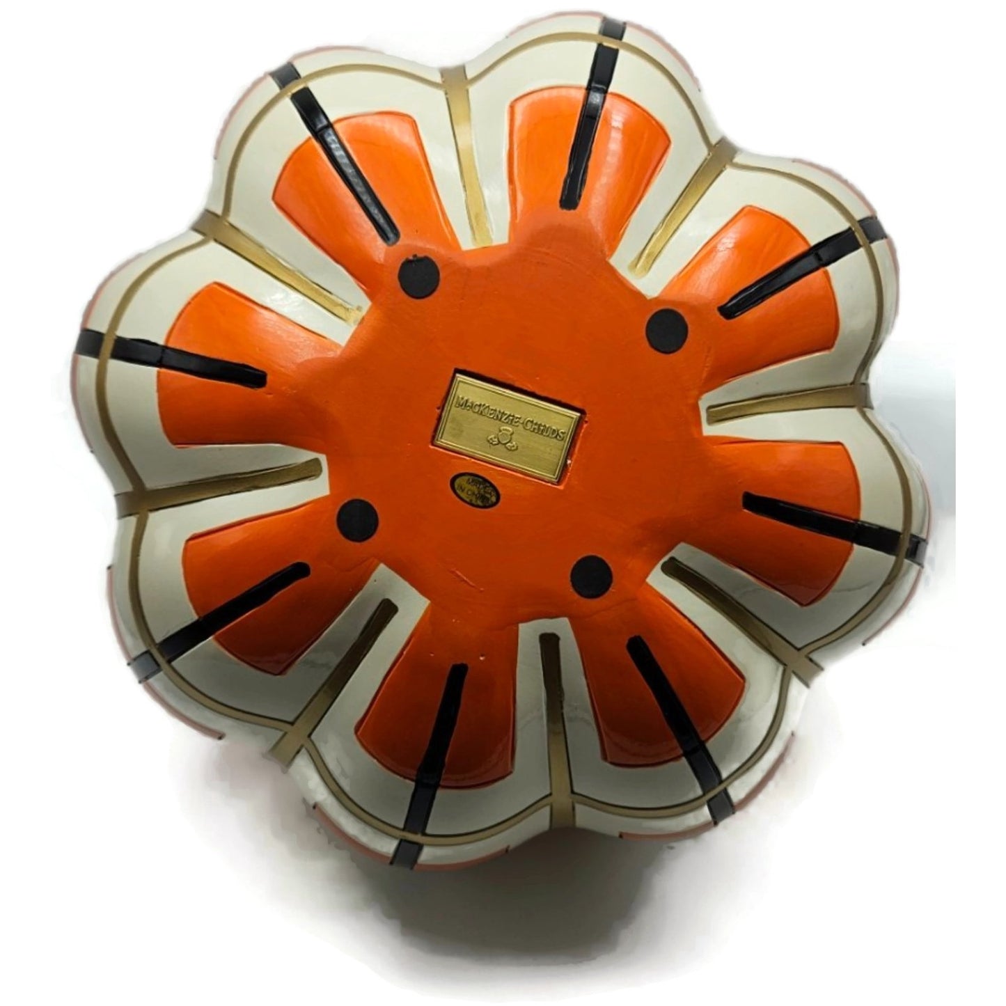 MacKenzie-Childs Parchment Check Pumpkin Halloween Plaid Orange Black