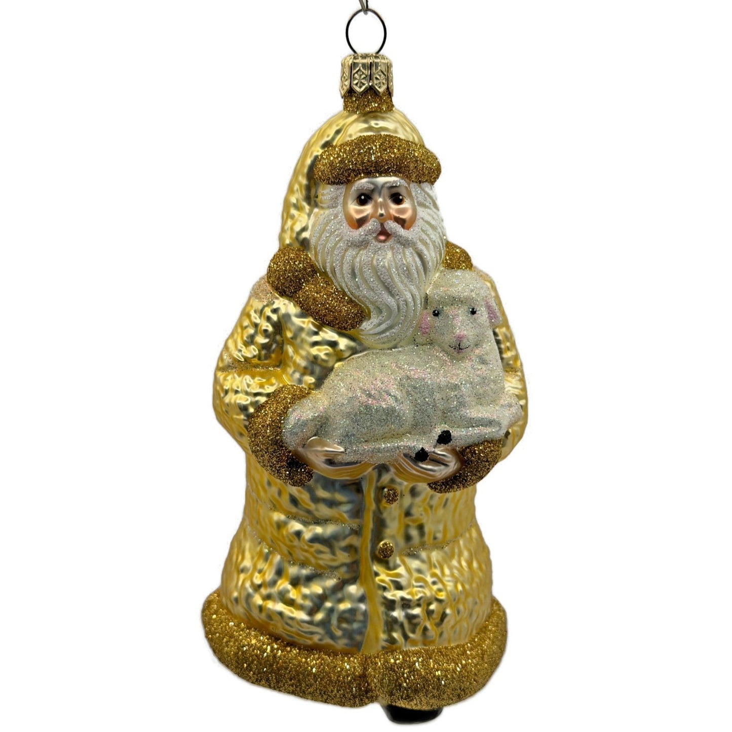 Patricia Breen Lost And Found Gold Santa Claus Lamb Christmas Ornament 2022