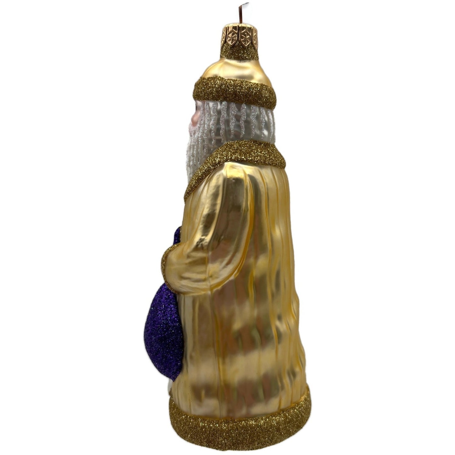 Patricia Breen Gift of the Season Gold Purple Bag Santa Claus Christmas Ornament