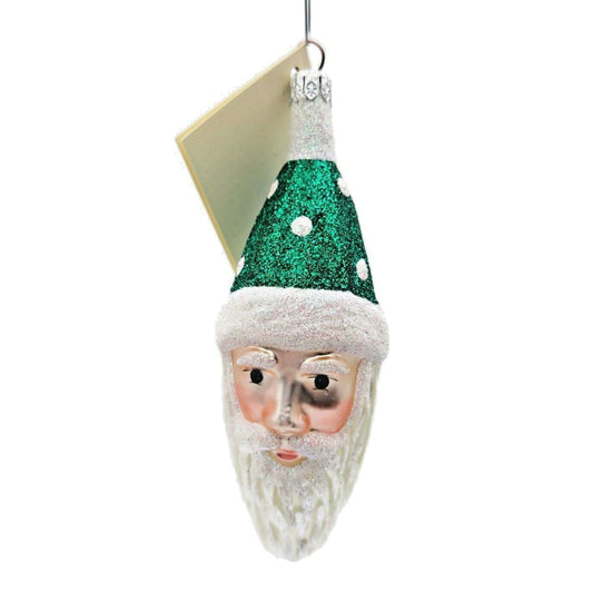 Patricia Breen Faux Fur Santa Claus Green Polka Dots Christmas Tree Ornament