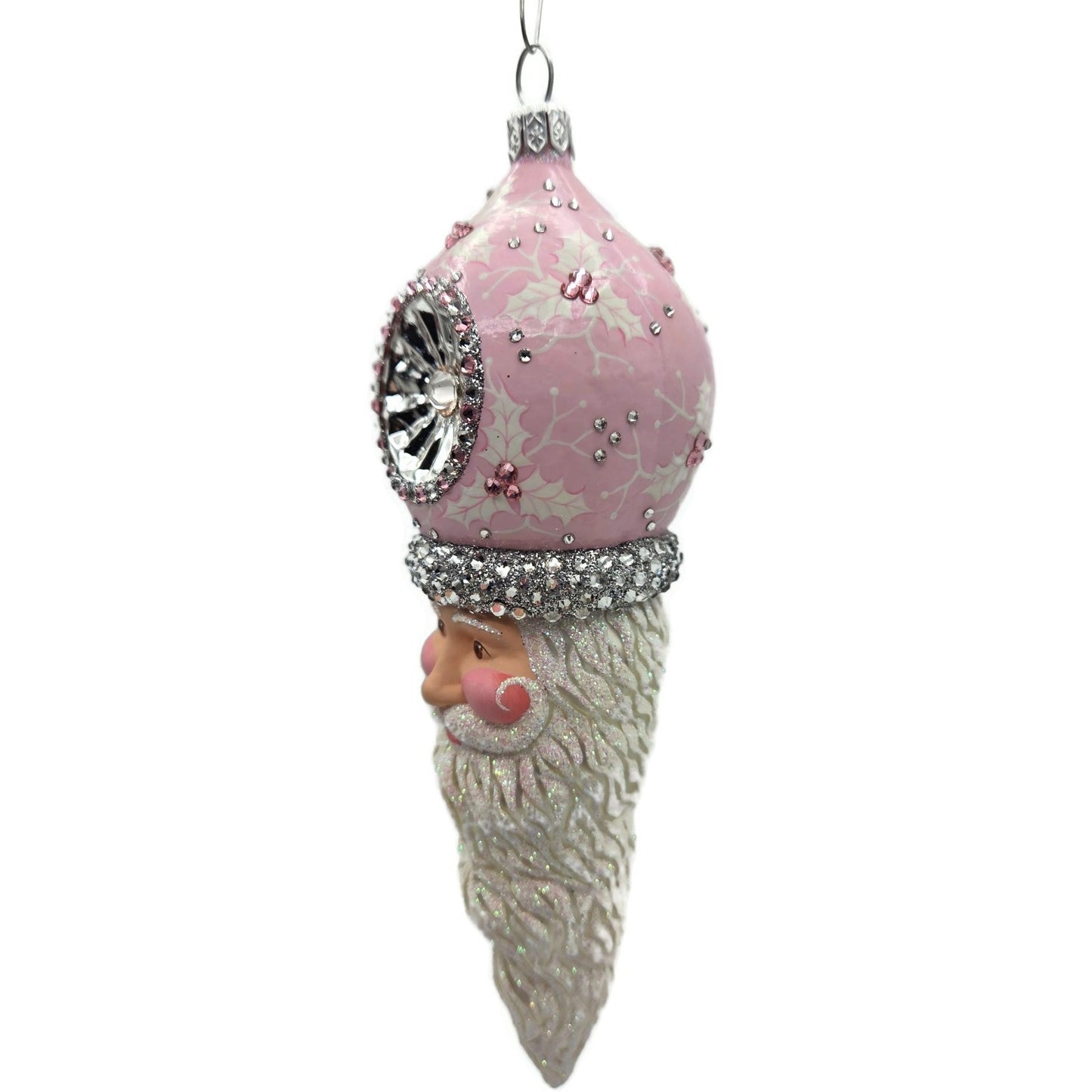 Patricia Breen Vendome Claus Pink White Reflector Christmas Ornament CATZ Rare