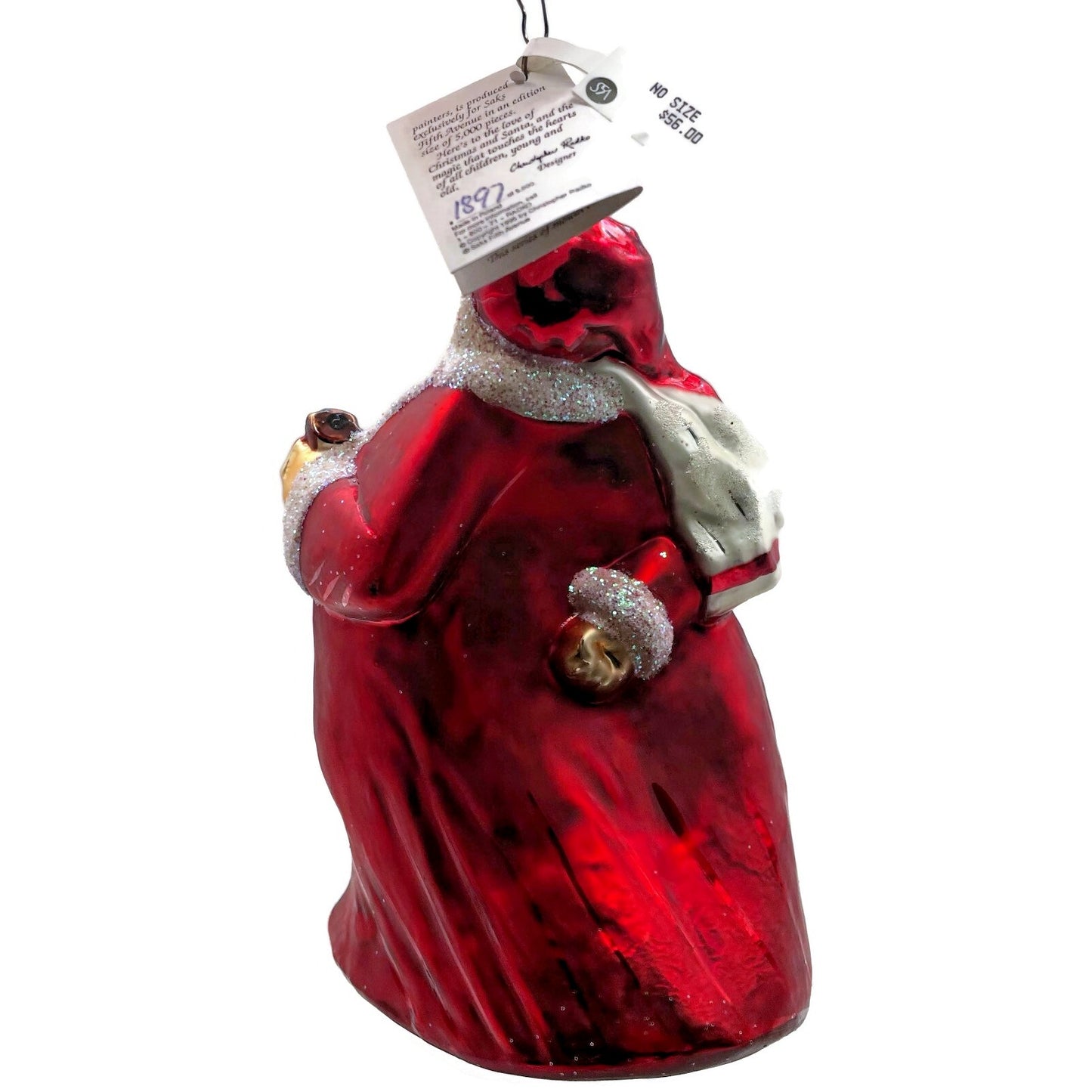 Christopher Radko Santa Calls Limited Edition Saks 5th Avenue Christmas Ornament