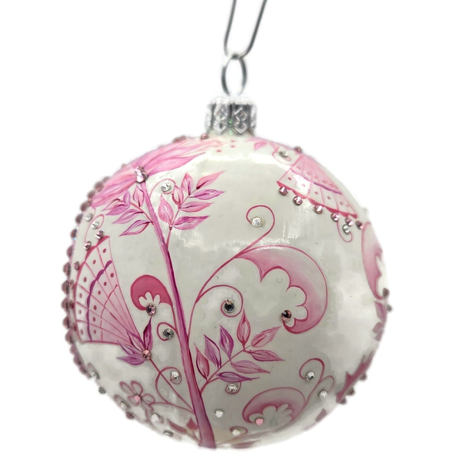 Patricia Breen Objet Du Noel Snowman Chinoiserie Pink Christmas Ornament CATZ