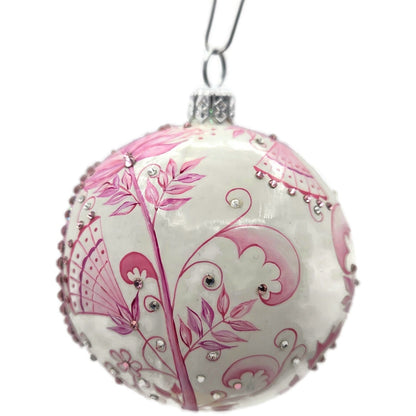 Patricia Breen Objet Du Noel Snowman Chinoiserie Pink Christmas Ornament CATZ