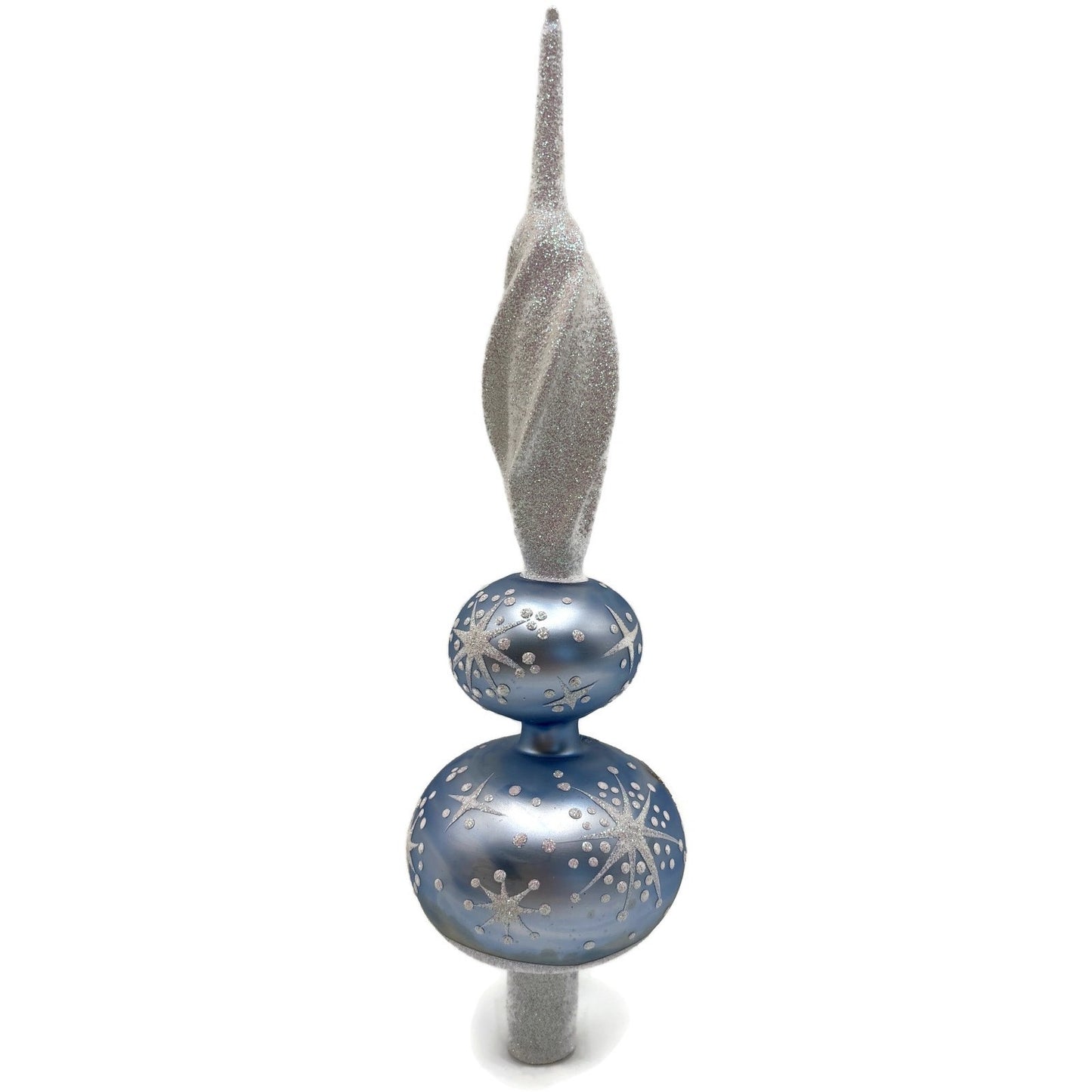 Patricia Breen Miniature Snowman Finial Blue Matte Snow Christmas Tree Topper