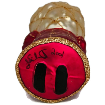 Patricia Breen Roosevelt Santa Red Glittered Stars Teddy Bear Christmas Ornament