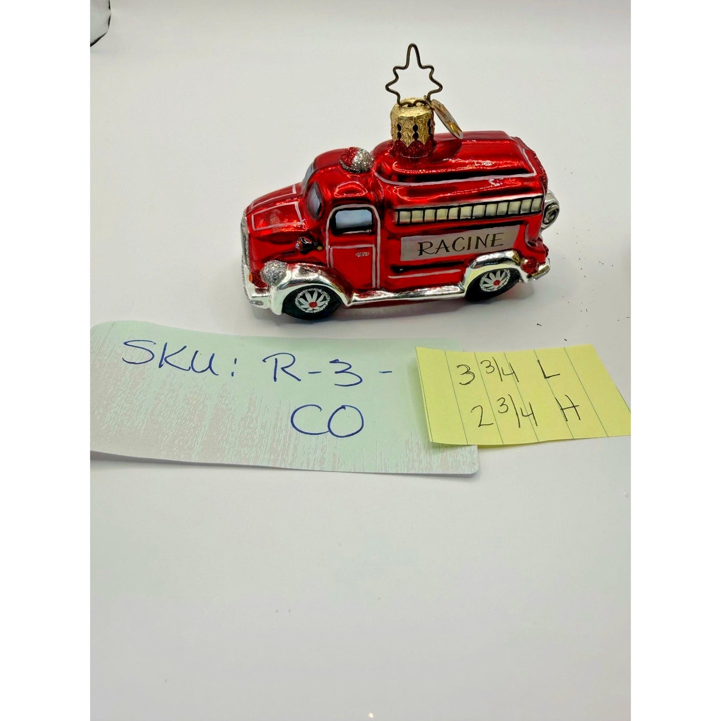 Christopher Radko Racine Fire Truck Glass Christmas Ornament Poland Retired