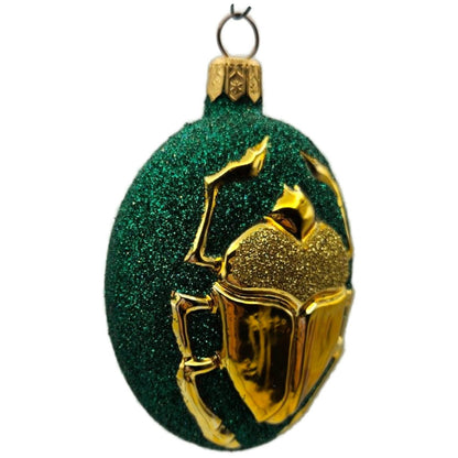 Patricia Breen Cleopatras Scarab Green Gold Beetle Glass Christmas Ornament 9709
