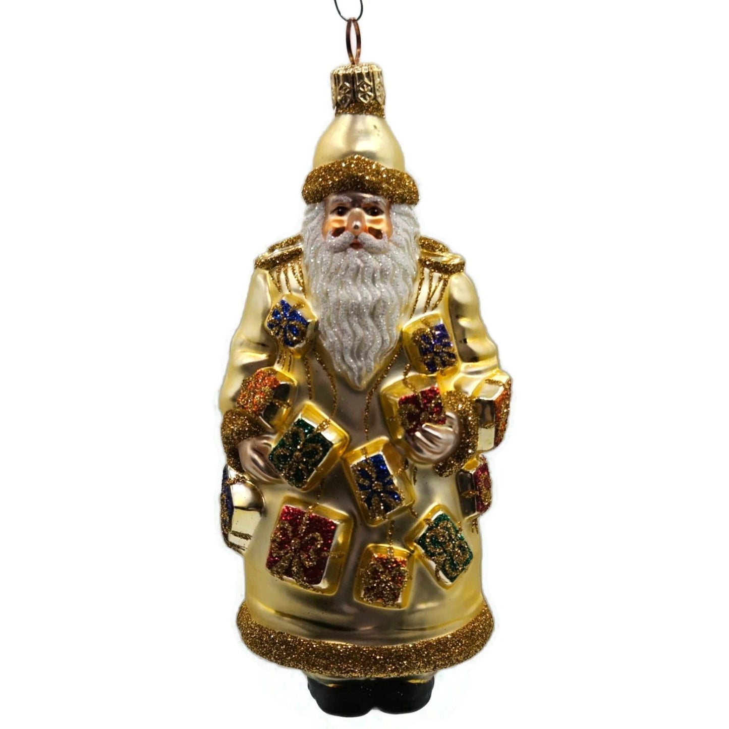 Patricia Breen Portobello Road Santa Claus Gold Presents Christmas Tree Ornament