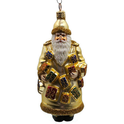 Patricia Breen Portobello Road Santa Claus Gold Presents Christmas Tree Ornament