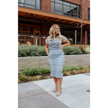 Denim Overall Dress Light Indigo Blue The Esther Women’s Small Boutique Fashion