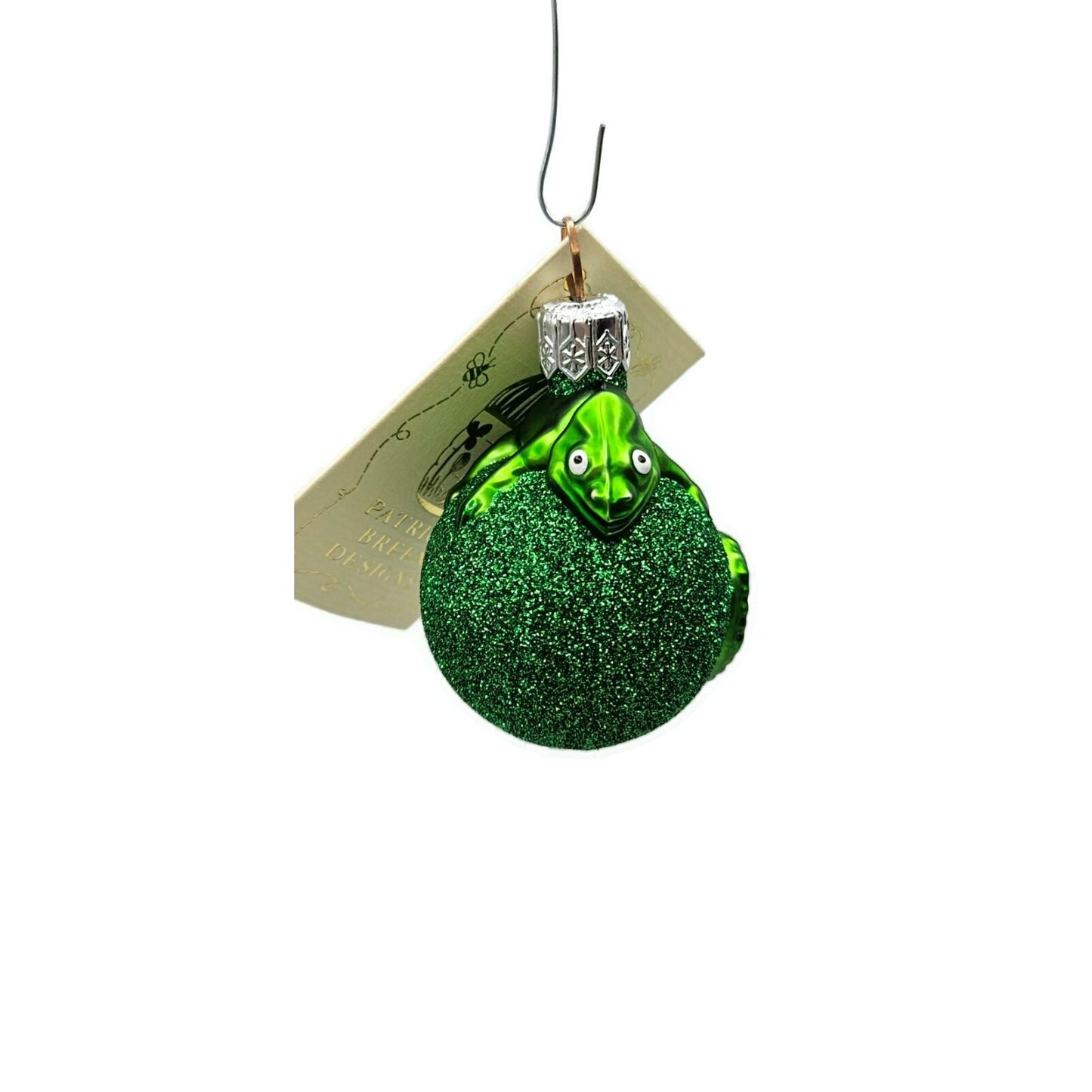 Patricia Breen Miniature Chameleon Green Glittered Christmas Tree Ornament
