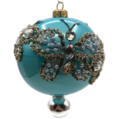 Heartfully Yours Butterfly Hanging on the Summer Sky Blue Christmas Ornament