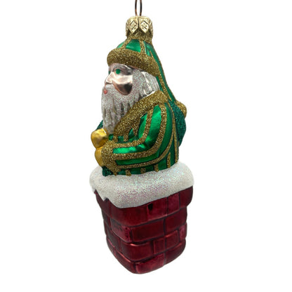 Patricia Breen Here Comes Santa Claus Green Stripes Variant Christmas Ornament