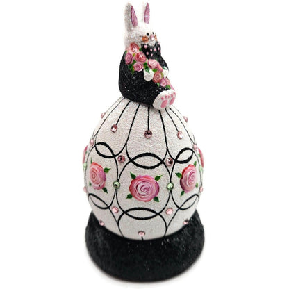 Patricia Breen A Most Elegant Bunny Cachette Black Floral Easter Holiday Signed