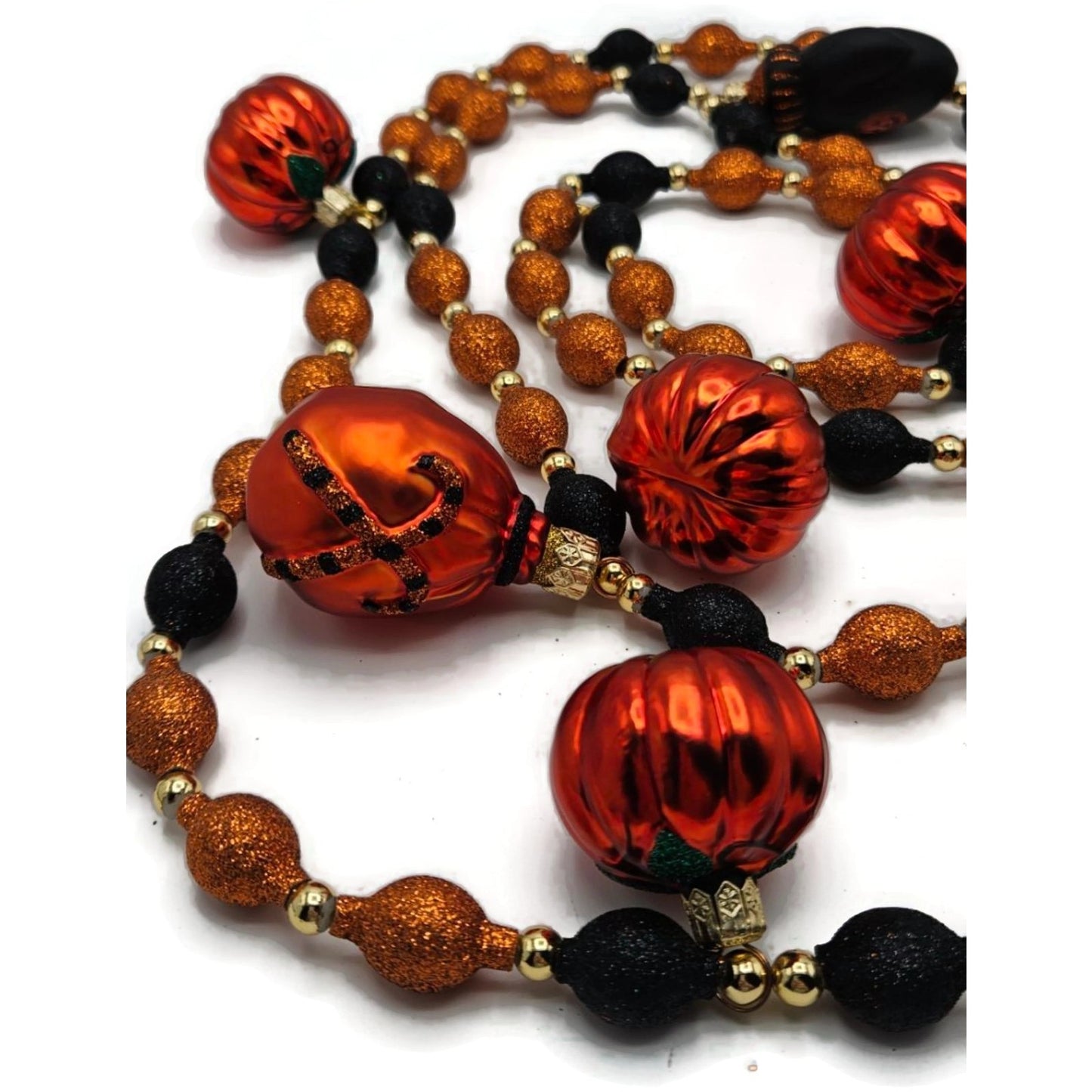 Patricia Breen Halloween Garland Pumpkins Mittens Glass Glitter OOAK 2000CO