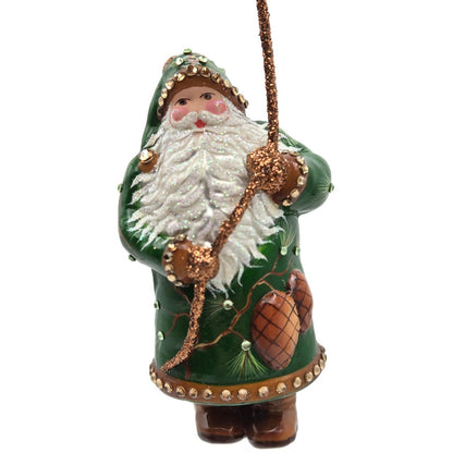 Patricia Breen Bellissimo Santa Claus Pine Cones Green Christmas Tree Ornament