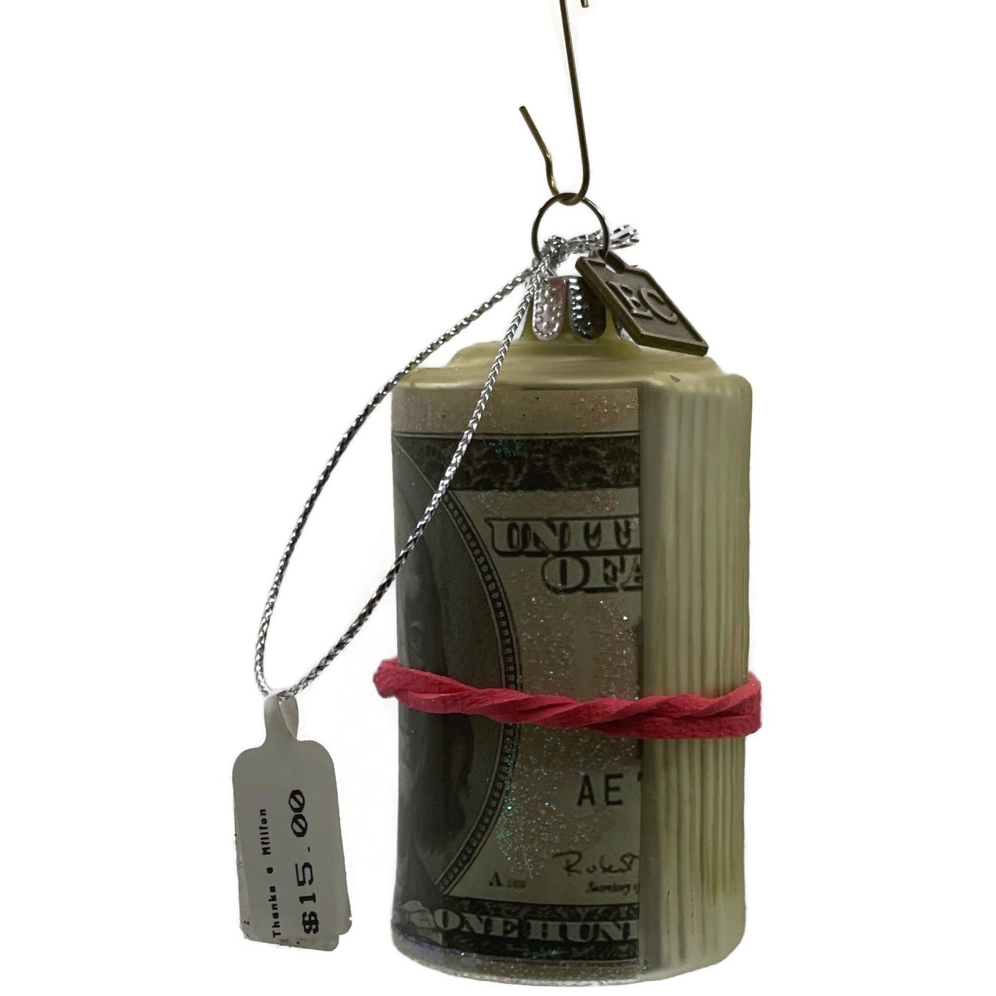 $100 Dollar Bills Money Cash Ornament Glass Benjamin Franklin Christmas Decor