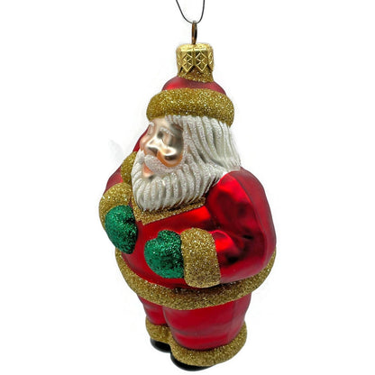 Patricia Breen HO HO HO Santa Claus Red Gold Matte Christmas Tree Ornament